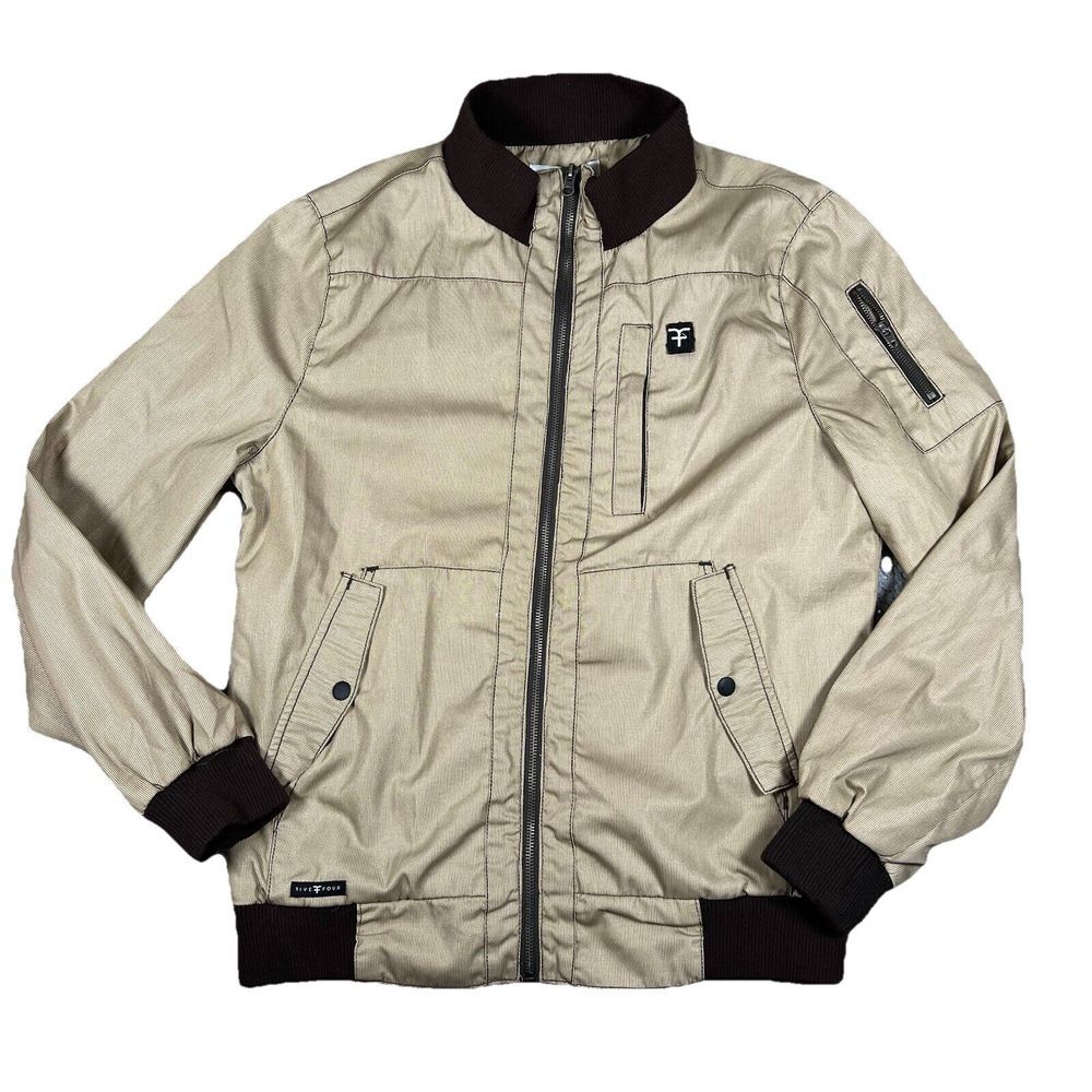 Five Four LA Men's Bomber Jacket Medium Khaki‎ Full Zip Flight NWT